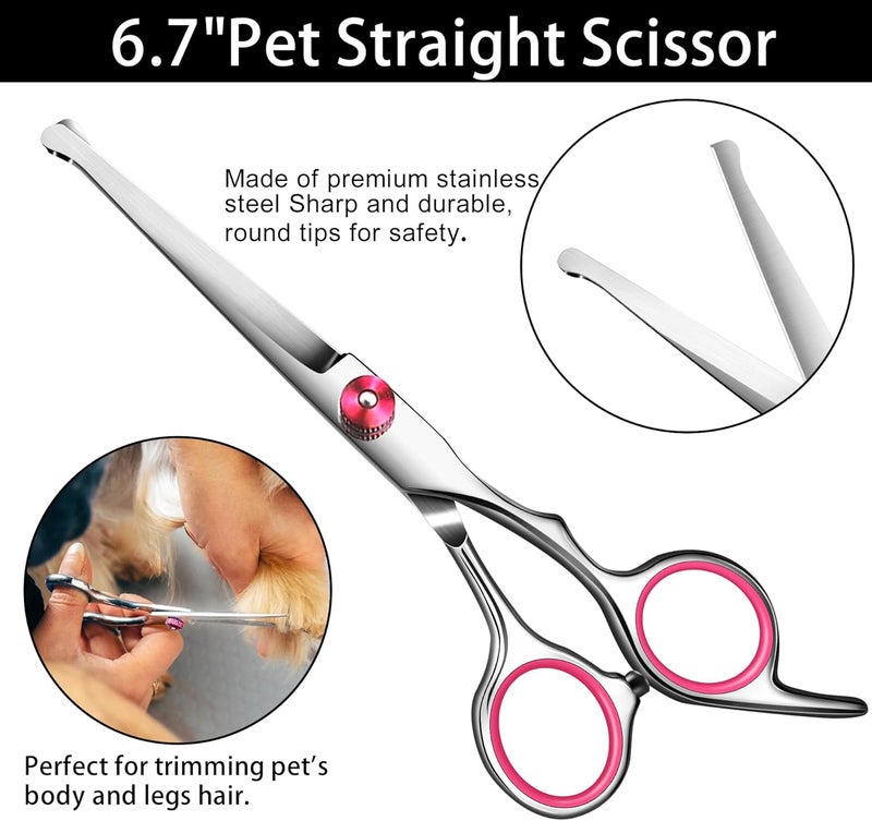 wikdey Dog Grooming scissors Kit,Includes Curved Thinning straight scissors and Comb, Dog Grooming Shears with Safety Round Tips,pet Grooming kit for Small Dogs&Puppies - Image 4
